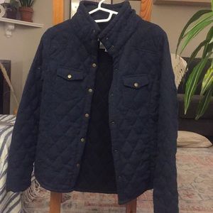 Thread and supply quilted navy coat